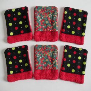 lot 6 lingettes démaquillantes réversibles lavables thème Noël