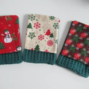 lot 3 lingettes démaquillantes réversibles lavables thème noël
