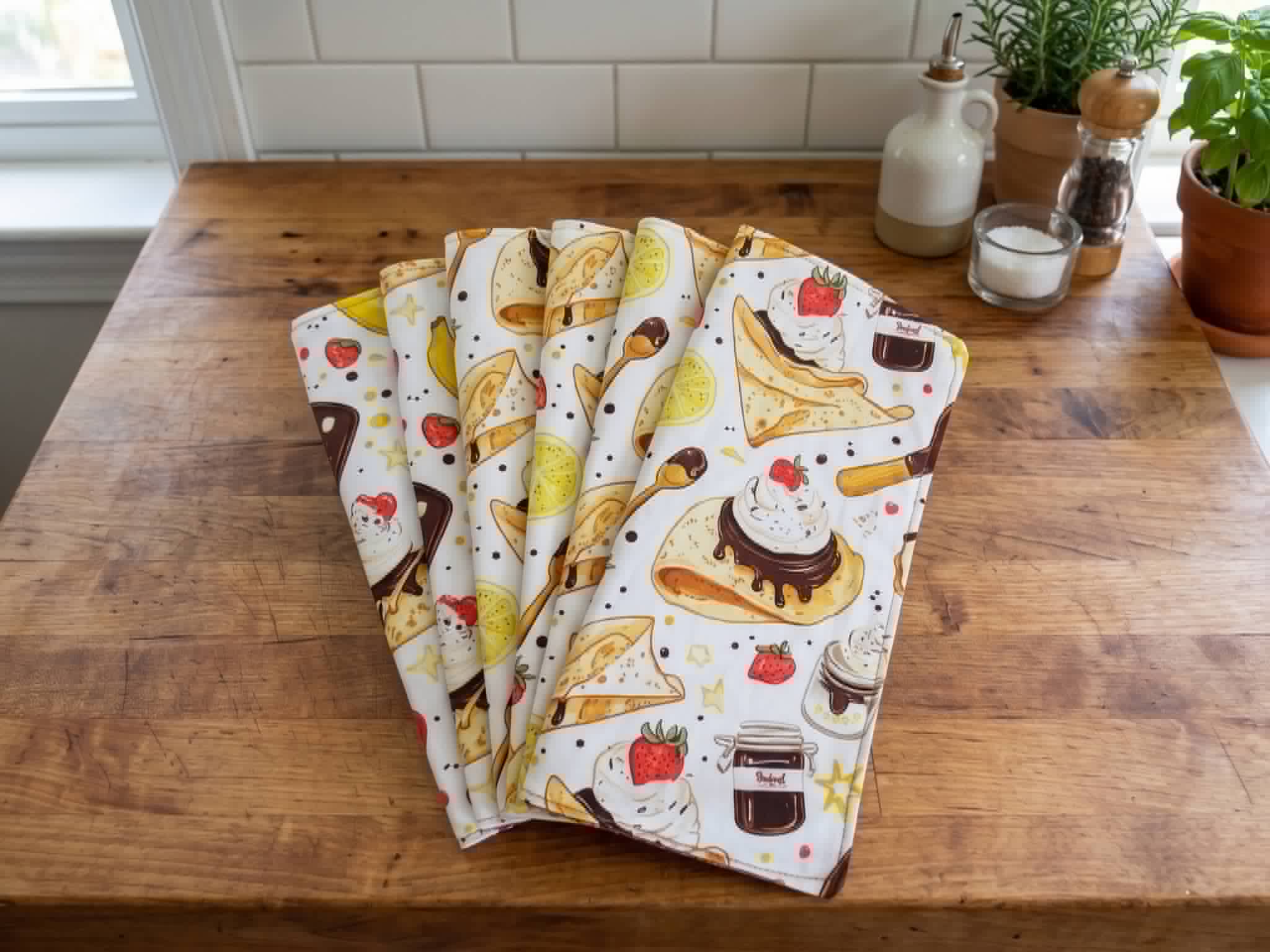 lot essuie tout lavables motif crêpes