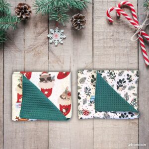 lot 2 torchons de vaisselle/essuie mains spécial noël
