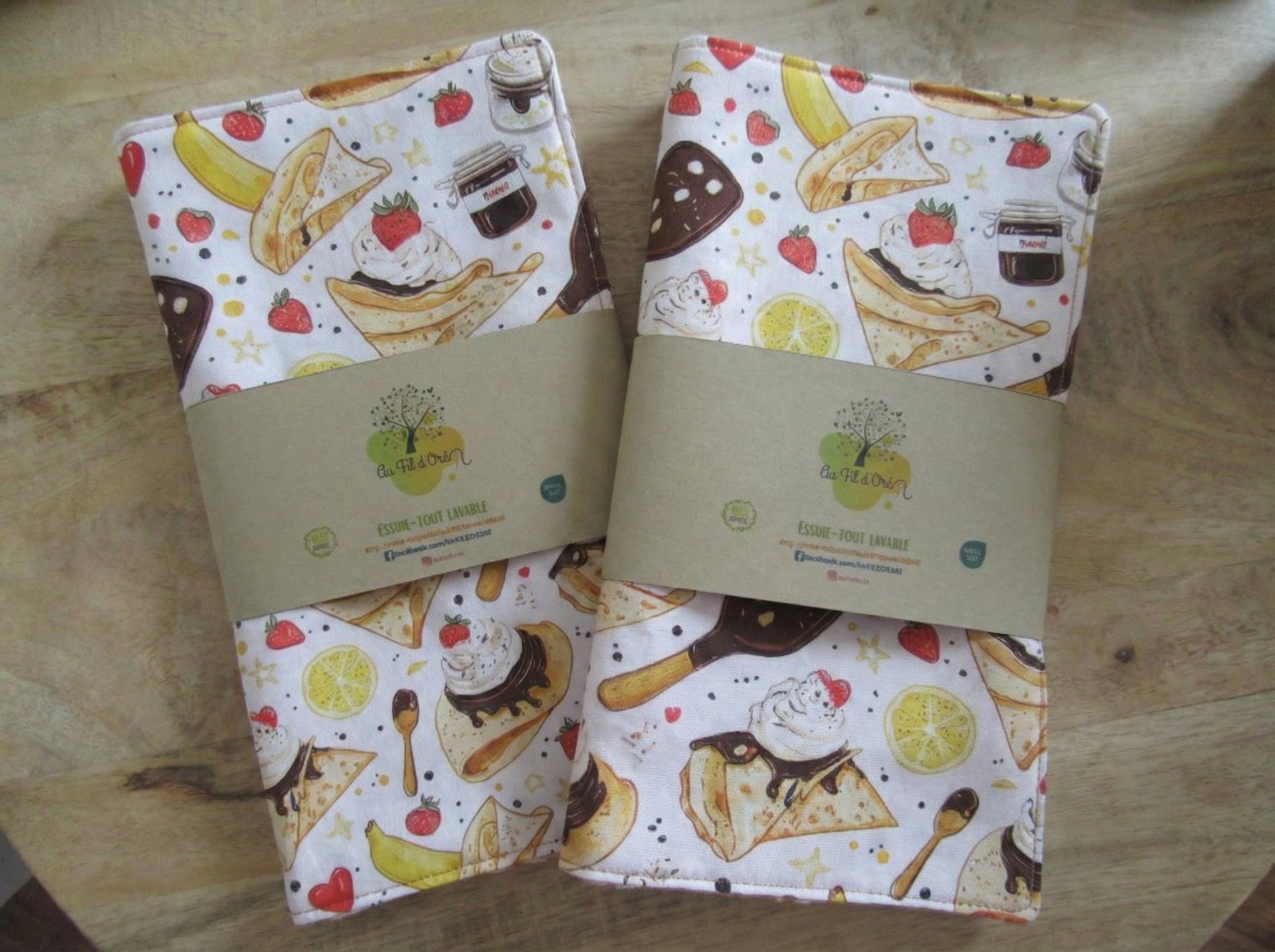 lot essuie tout lavables motif crêpes – Image 3