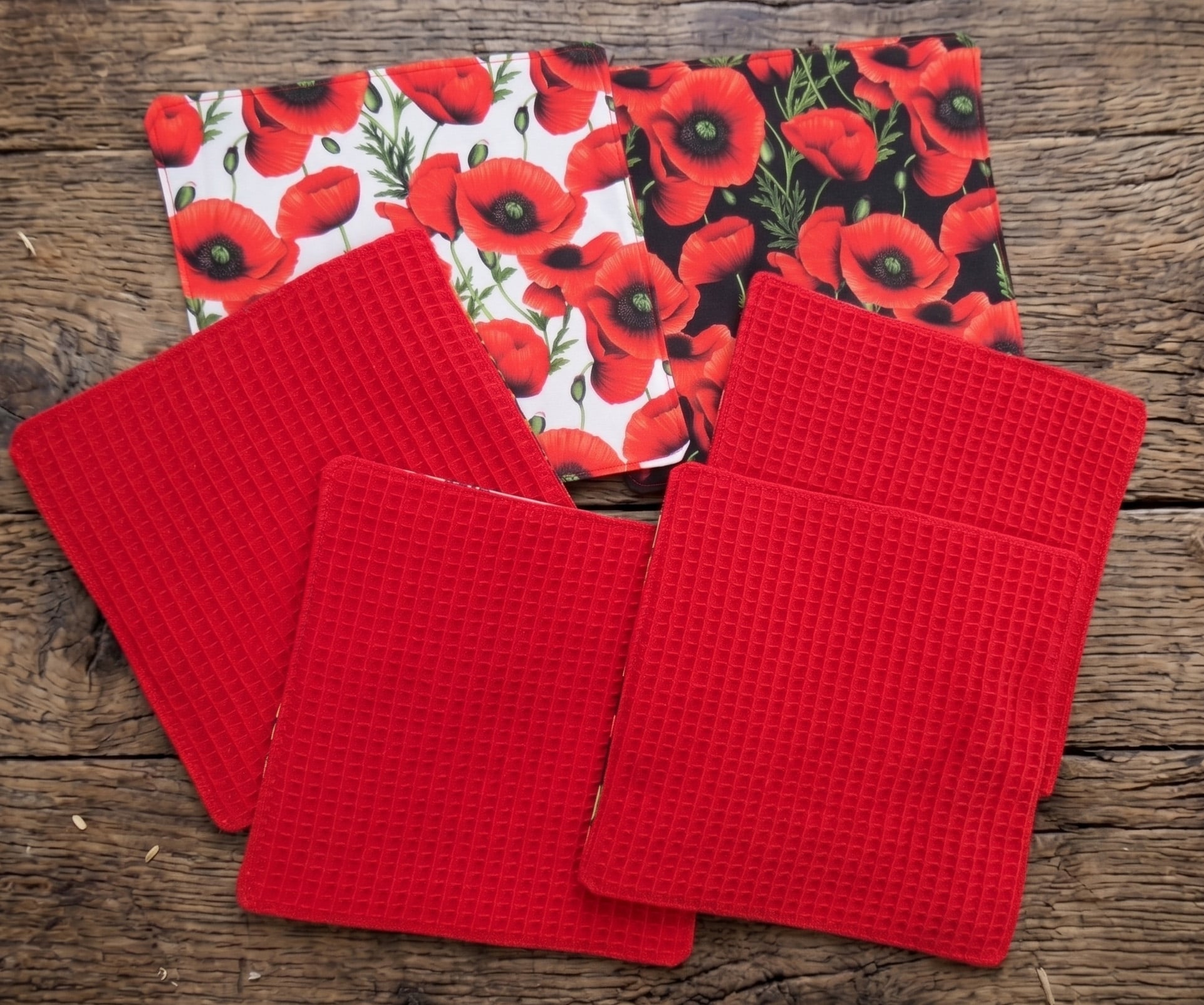 lot 6 feuilles essuie tout lavables coquelicot – Image 4