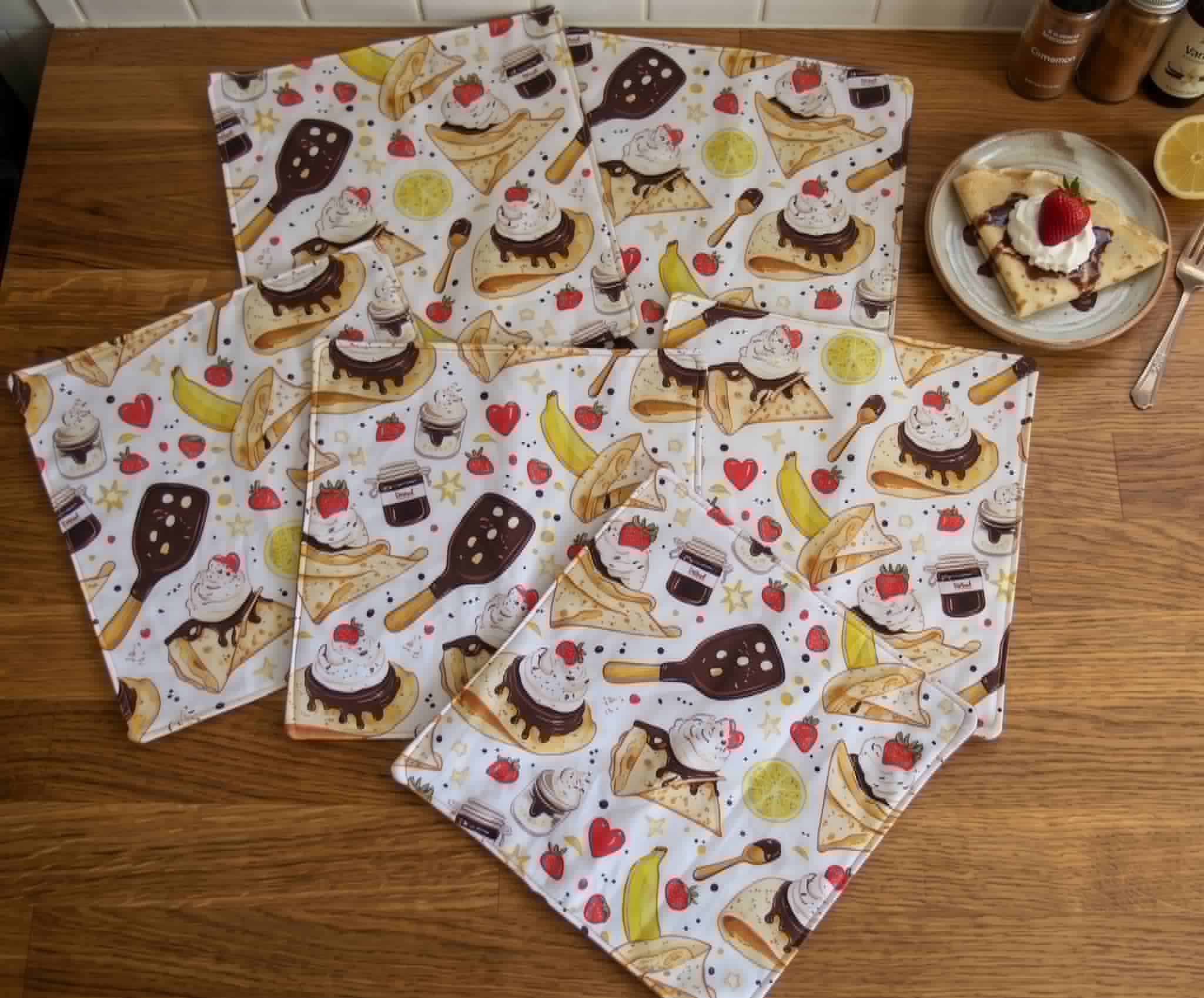 lot essuie tout lavables motif crêpes – Image 2
