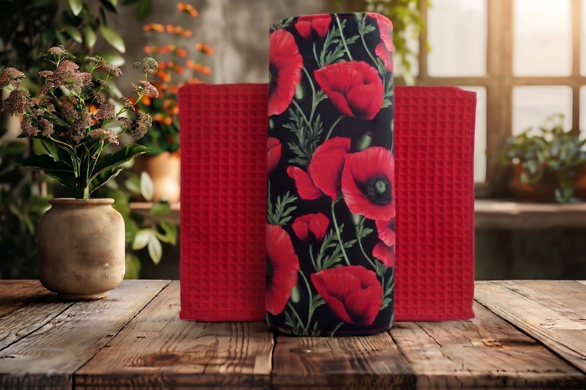 lot 6 feuilles essuie tout lavables coquelicot