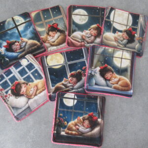 lot 8 lingettes lavables fille et pochon